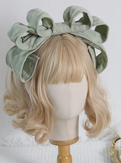 Japanese Style Cotton Sweet Twill Large Bow Decoration Classic Lolita KC Headband Headgear