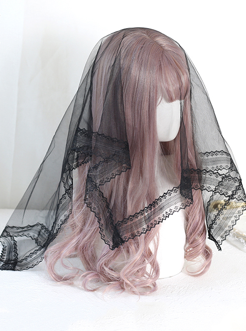 Japanese Style Mesh Classic Lolita Solid Color Flower Wedding Veil Bow Decoration Headdress