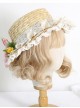 Pink Tulip Lace Bow Knot Decoration Classic Lolita Summer Shade Elegant Straw Adult Woven Hat