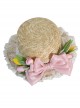 Children Pink Tulip Lace Bow Knot Decoration Classic Lolita Summer Shade Elegant Straw Woven Hat