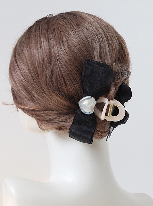 French Simplicity Tulle Roses Bow Knot Decoration Classic Lolita Hairpin Headwear