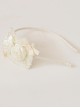 Cream White French Style Rose Design Sweet And Cute Pearl Bow Knot Decoration Classic Lolita Shield Shape Headband