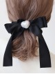 Classic Lolita Simple Solid Color Vintage French Pleated Pearl Bow Knot Decoration Hair Ring Headgear