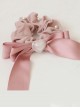 Classic Lolita Simple Solid Color Vintage French Pleated Pearl Bow Knot Decoration Hair Ring Headgear