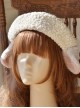 Round Short Plush Cute Beige Sheep Ear Design Classic Lolita Cute Adjustable Beret