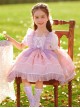 Cute Cartoon Cat Print Decoration Pleated Ruffle Ears Shape Design Chiffon Lace Layered Hem Classic Lolita Big Bow Knot Kid Princess Dress