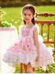 Pink Doll Candy Pattern Print Lace-Ruched Puffed Hem Bow Knot Decoration Classic Lolita Kid Princess Dress