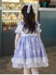 Purple Pleated Ruffle Neckline Design White Floral Decoration Lace Princess Classic Lolita Short Sleeve Kid Dress 