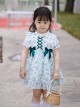 Simple Small Flower Decoration Green Cross Tie Bow Knots Classic Lolita Kid Dress