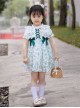 Simple Small Flower Decoration Green Cross Tie Bow Knots Classic Lolita Kid Dress