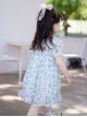 Simple Small Flower Decoration Green Cross Tie Bow Knots Classic Lolita Kid Dress