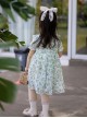 Simple Small Flower Decoration Green Cross Tie Bow Knots Classic Lolita Kid Dress