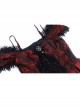 Hades Banquet Series Reddish Black Jacquard Lace Layered Pleated Hem Gothic Off-The-Shoulder Design Brooch Decoration Dress