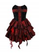 Hades Banquet Series Gothic Red Cross Design Three-Dimensional Lace Rose Jacquard Decoration Sleeveless Dress