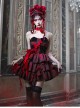 Hades Banquet Series Gothic Red Cross Design Three-Dimensional Lace Rose Jacquard Decoration Sleeveless Dress