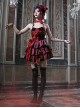 Hades Banquet Series Gothic Red Cross Design Three-Dimensional Lace Rose Jacquard Decoration Sleeveless Dress