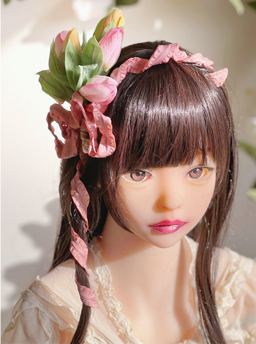 Matte Suede Tulip Three-Dimensional Bouquet Bow Decoration Classic Lolita Hairpin