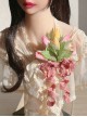 Matte Suede Tulip Three-Dimensional Bouquet Bow Decoration Classic Lolita Hairpin