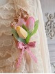 Tulip Three-Dimensional Bouquet Bow Knot Metal Border Decoration Classic Lolita Hairpin