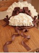 Classic Lolita BNT Layered Pleated Lace Design Brown Bow Knots Decoration Headband