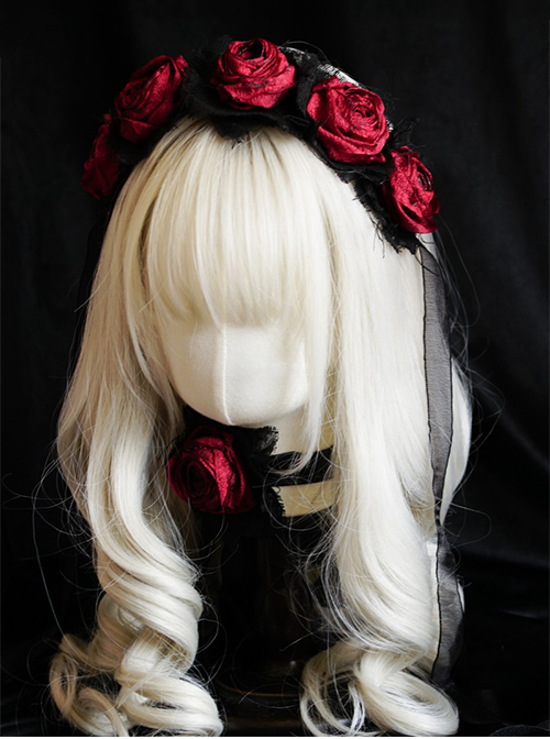 Hallucination Rose Series Gothic Personality Three-Dimensional Pleated Rose Decoration Headband