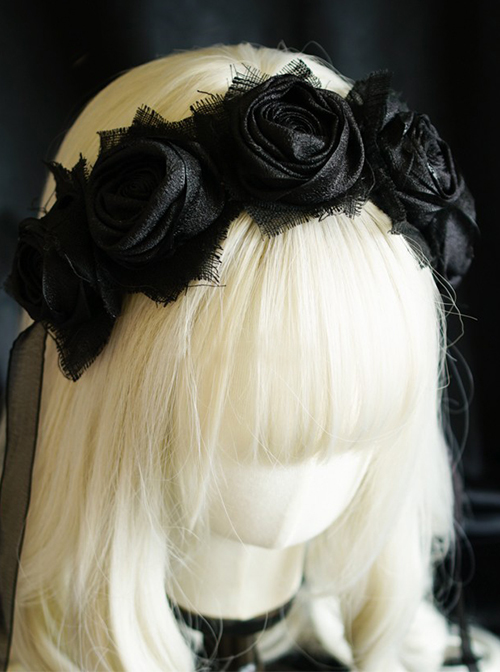 Hallucination Rose Series Gothic Personality Three-Dimensional Pleated Rose Decoration Headband