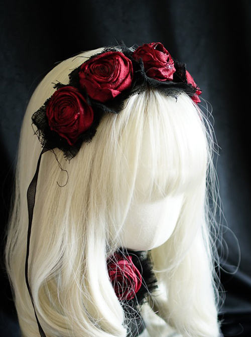 Hallucination Rose Series Gothic Personality Three-Dimensional Pleated Rose Decoration Headband