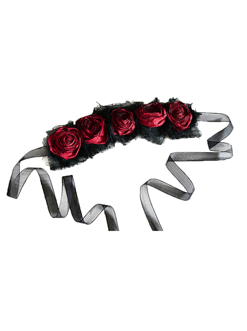 Hallucination Rose Series Gothic Personality Three-Dimensional Pleated Rose Decoration Headband