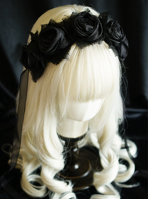 Hallucination Rose Series Gothic Personality Three-Dimensional Pleated Rose Decoration Headband