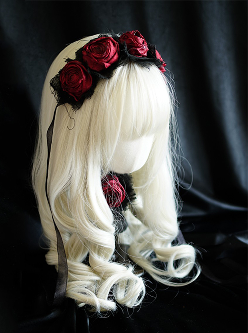 Hallucination Rose Series Gothic Personality Three-Dimensional Pleated Rose Decoration Headband