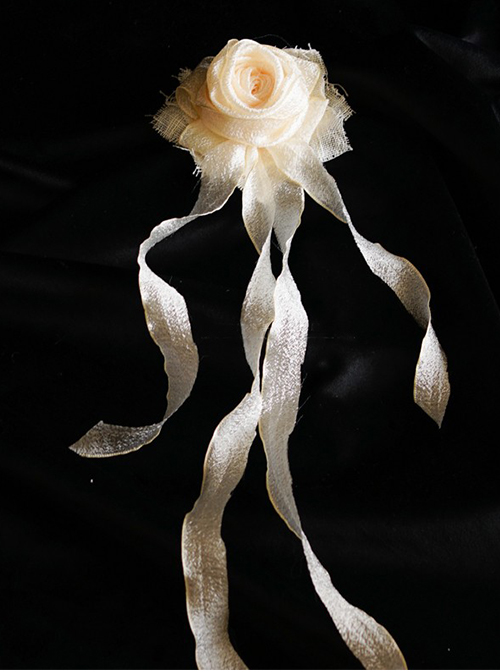 Hallucination Rose Series Gothic Personality Three-Dimensional Pleated Rose Decoration Long Cotton Thread Side Clip