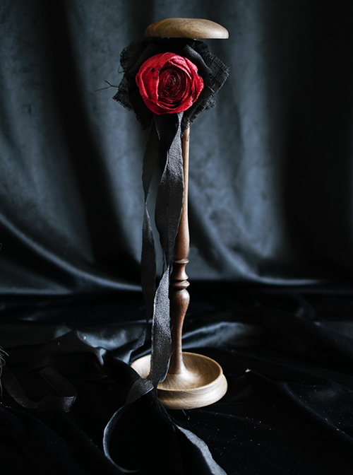 Hallucination Rose Series Gothic Personality Three-Dimensional Pleated Rose Decoration Long Cotton Thread Side Clip