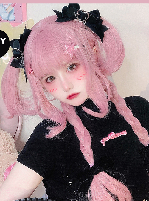 Pink Cute Sweet Cool Style Different Lengths Slightly Curled Classic Lolita Long Straight Wig