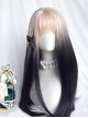 Black And White Gradient Sweet And Cool Gothic Style Air Bangs Lolita Long Straight Hair