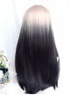 Black And White Gradient Sweet And Cool Gothic Style Air Bangs Lolita Long Straight Hair