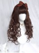 Classic Lolita Vintage French Style Wavy Curl Air Bangs Decoration Sweet Caramel Brown Long Hair Wig