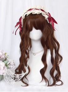 Thin Spiral Curls Cute Daily Red-Brown Air Bangs Classic Lolita Long Curly Hair