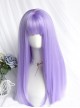 Personalized Photoelectric Purple Air Bangs Cute Classic Lolita Long Straight Hair Wigs 