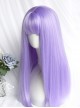 Personalized Photoelectric Purple Air Bangs Cute Classic Lolita Long Straight Hair Wigs