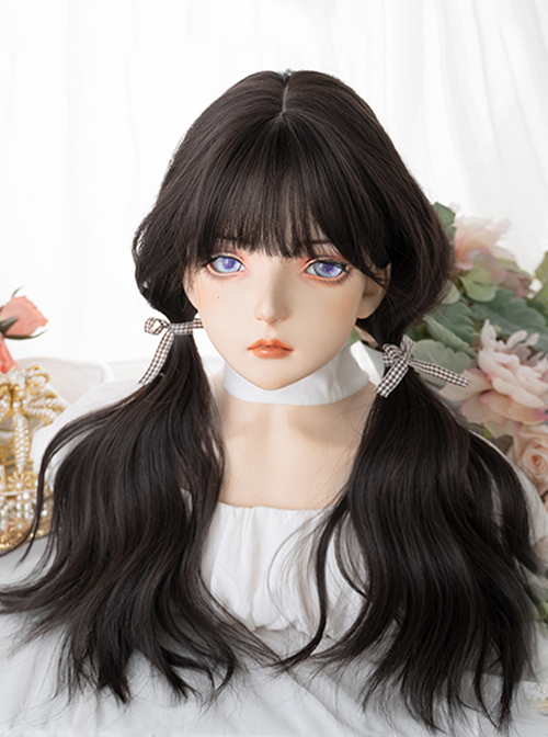 Everyday Simplicity Wavy Curl Sweet Lady Air Bangs Classic Lolita Long Curly Hair Wigs