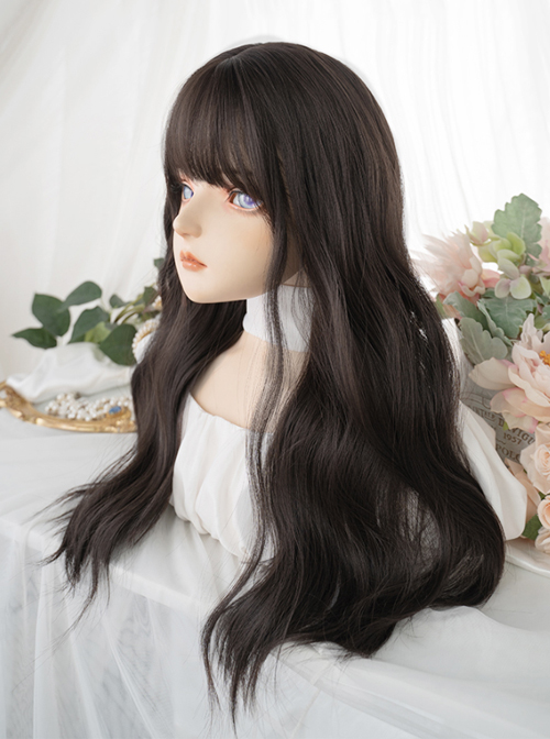 Everyday Simplicity Wavy Curl Sweet Lady Air Bangs Classic Lolita Long Curly Hair Wigs