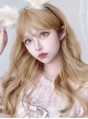 Elegant Golden Sweet Medium-Length Big Waves Curl Nature Bangs Classic Lolita Wigs