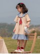 Sweet College Style Duck Pattern Decoration Square Collar Khaki A Version Short Sleeve Classic Lolita Kid Dress