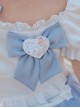 Lolita Alice Cartoon Pattern Brooch Decoration Blue Bow Knots White Cropped Kid Top