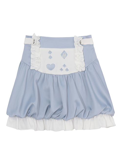 Sweet Blue Folds Cute White Openwork Graphic Decoration Apron Lolita Puffy Skirt