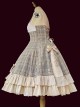 Backlight Memories Record Grey Khaki Check Design Cross Tie Bow Knots Grace Pleated Lace Classic Lolita Slip Dress