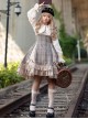 Backlight Memories Record Grey Khaki Check Design Cross Tie Bow Knots Grace Pleated Lace Classic Lolita Slip Dress