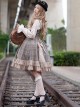 Backlight Memories Record Grey Khaki Check Design Cross Tie Bow Knots Grace Pleated Lace Classic Lolita Slip Dress