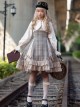 Backlight Memories Record Grey Khaki Check Design Cross Tie Bow Knots Grace Pleated Lace Classic Lolita Slip Dress