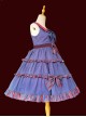 Britney Series Red And Blue Striped Pleated Lace Trim Square Neckline Design Polka Dot Bow Knots Classic Lolita Sleeveless Dress